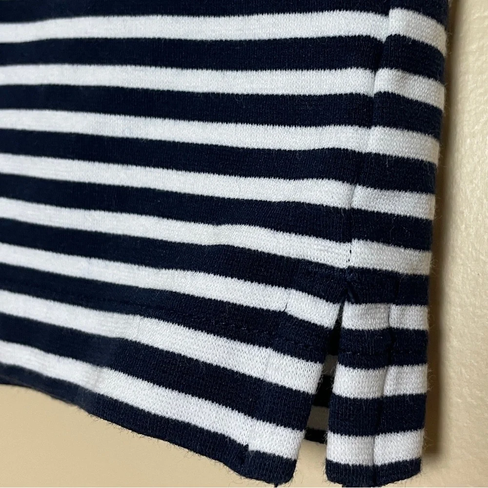 J. Crew Striped Nautical Mini Dress Medium Short Sleeves Lace Up Coastal H9354